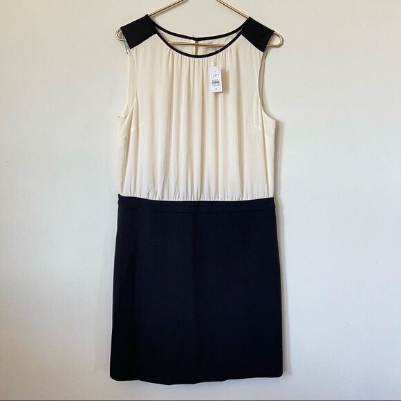 LOFT Dresses & Skirts - ANN TAYLOR LOFT Black and Cream Sleeveless Sheath Dress Size 10 New With Tags!
